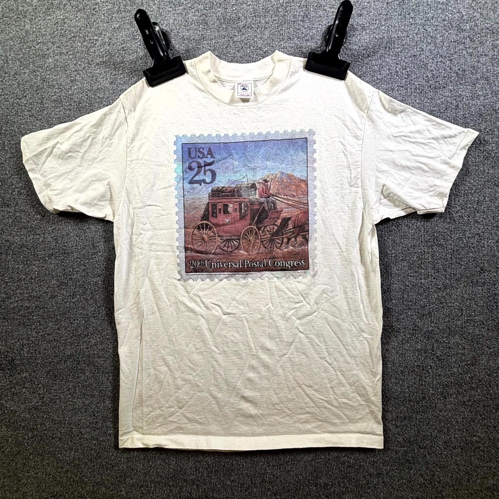 Vintage Delta T-Shirt Men XL White Cotton 20th Universal Postal Congress Graphic